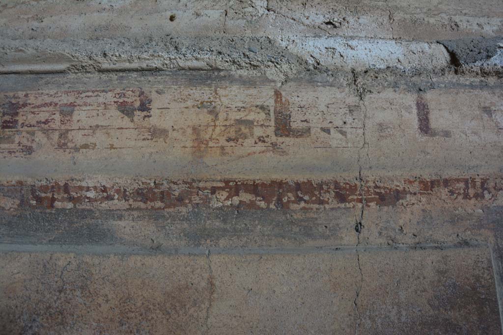 VI.2.4 Pompeii. March 2019. Detail of painted decoration from area above zoccolo in centre on north wall of oecus.
Foto Annette Haug, ERC Grant 681269 DÉCOR.