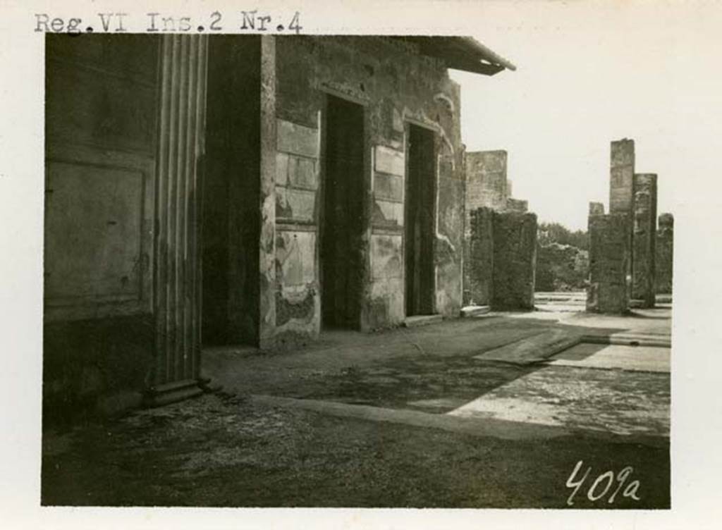 VI.2.4 Pompeii. 1937-1939. Looking south-west across rooms on south side of atrium, from tablinum. Photo courtesy of American Academy in Rome, Photographic Archive. 
Warsher collection no. 409a.
