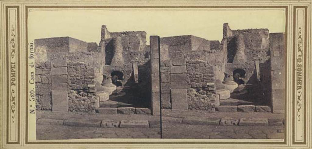 VI.2.6 Pompeii. Looking east from entrance, c.1860-1870’s. Stereoview by Sommer. Photo courtesy of Rick Bauer.