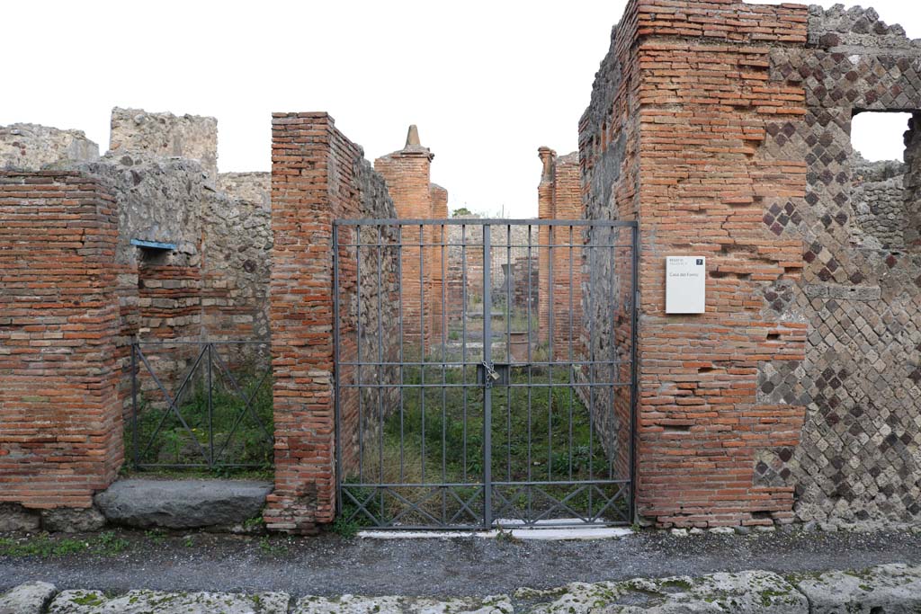 VI.3.2 Pompeii, on left. December 2018. 
Looking east to entrances on Via Consolare, with VI.3.3, on right. Photo courtesy of Aude Durand.