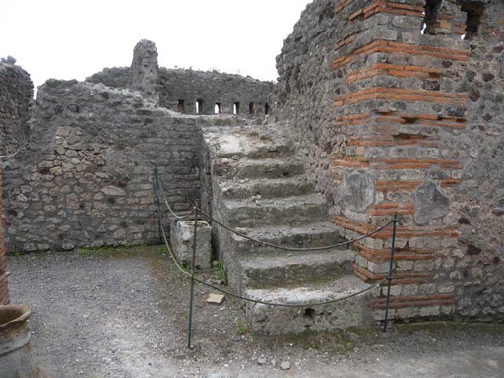 VI.3.3 Pompeii. May 2012. Room 1, staircase to upper floor, in south-west corner.
Photo courtesy of Buzz Ferebee.