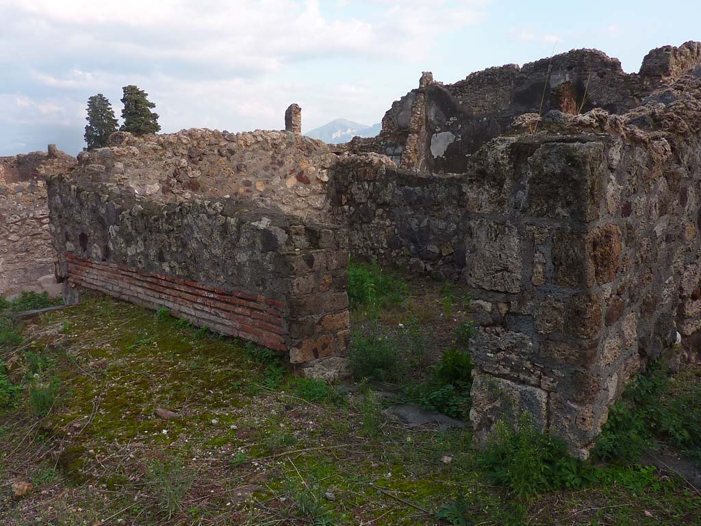 VI.5.9 Pompeii. November 2021. 
Looking south-east towards doorway to triclinium on south side of garden area. Photo courtesy of Hélène Dessales.