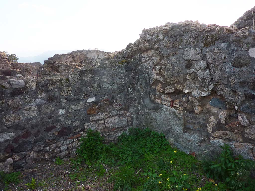 VI.5.9 Pompeii. November 2021. Looking towards south wall and south-west corner of triclinium. Photo courtesy of Hélène Dessales.