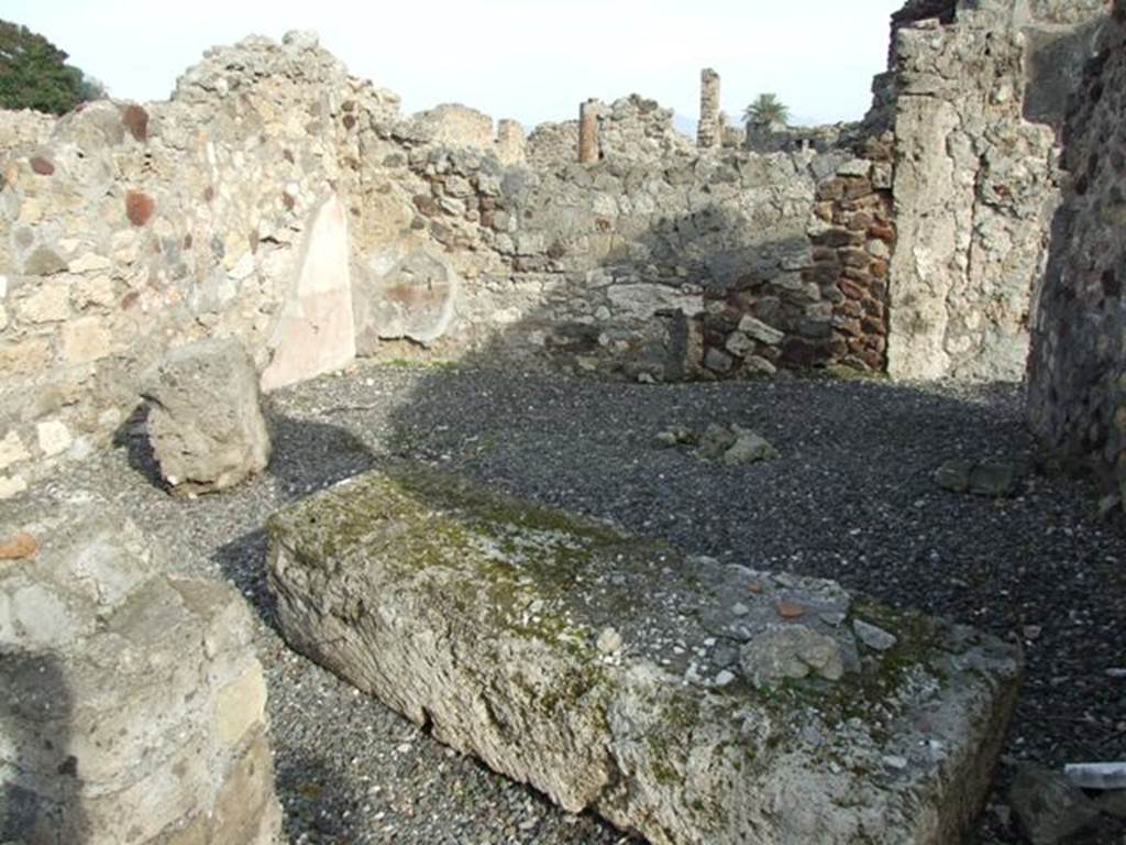 VI.5.10 Pompeii. December 2007. Room 2, looking north-east. This is possibly where mosaic “Festus cum Torquato” was found.