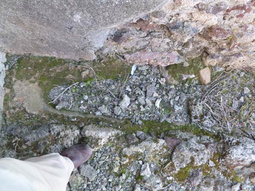 VI.5.10 Pompeii. May 2011. Room 16, base of west wall.