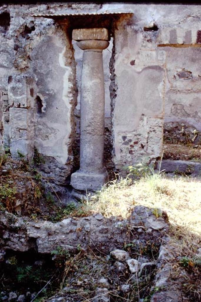 VI.5.17 Pompeii. 1968. Ancient column built into the north wall of the atrium area. Photo by Stanley A. Jashemski.
Source: The Wilhelmina and Stanley A. Jashemski archive in the University of Maryland Library, Special Collections (See collection page) and made available under the Creative Commons Attribution-Non Commercial License v.4. See Licence and use details.
J68f2322