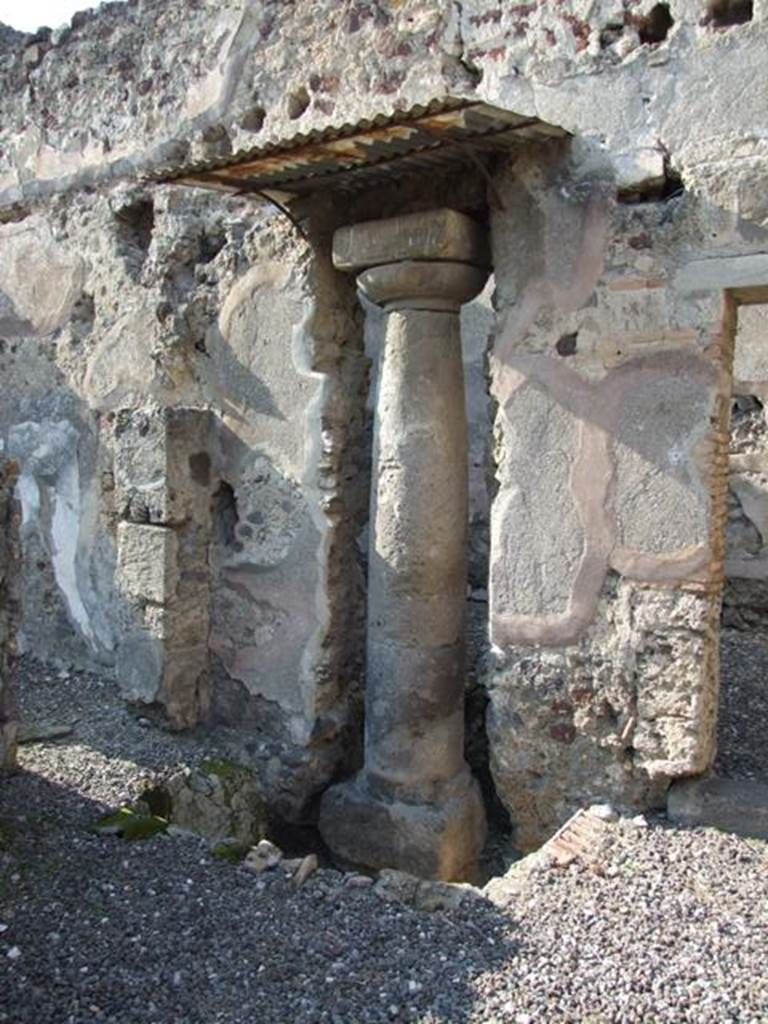 VI.5.17 Pompeii. March 2009.  Ancient column, proudly displayed by the owners of the house.