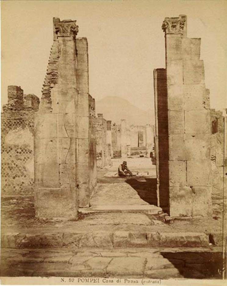 VI.6.1 Pompeii. 19th century photograph. Entrance doorway looking north. Photograph courtesy of Rick Bauer.