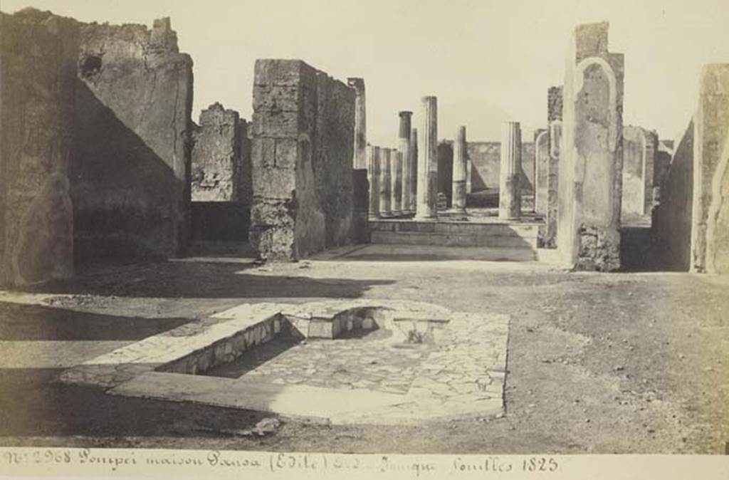 VI.6.1 Pompeii. Pre 1873 photograph by Amodio, no 2968. Looking across impluvium in atrium. Photo courtesy of Rick Bauer.