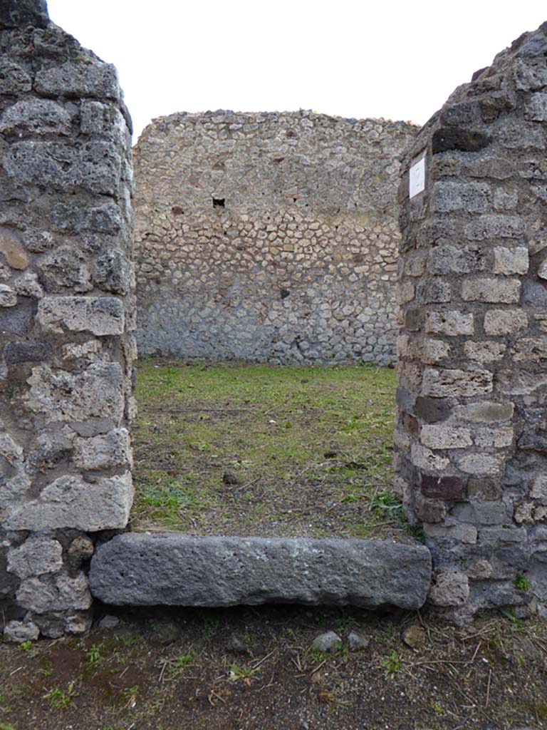 VI.6.11? or 12? Pompeii. January 2017. Entrance doorway, looking south from Vicolo di Mercurio.
Foto Annette Haug, ERC Grant 681269 DÉCOR.
We, using the Eschebach plan, had this numbered as VI.6.11, although in the 2007 and 2005 photos below the doorway is seen as unnumbered. 
Now it clearly appears to have been renumbered to VI.6.12.
(Perhaps the doorway at VI.6.10a has now been renumbered to VI.6.11.)
