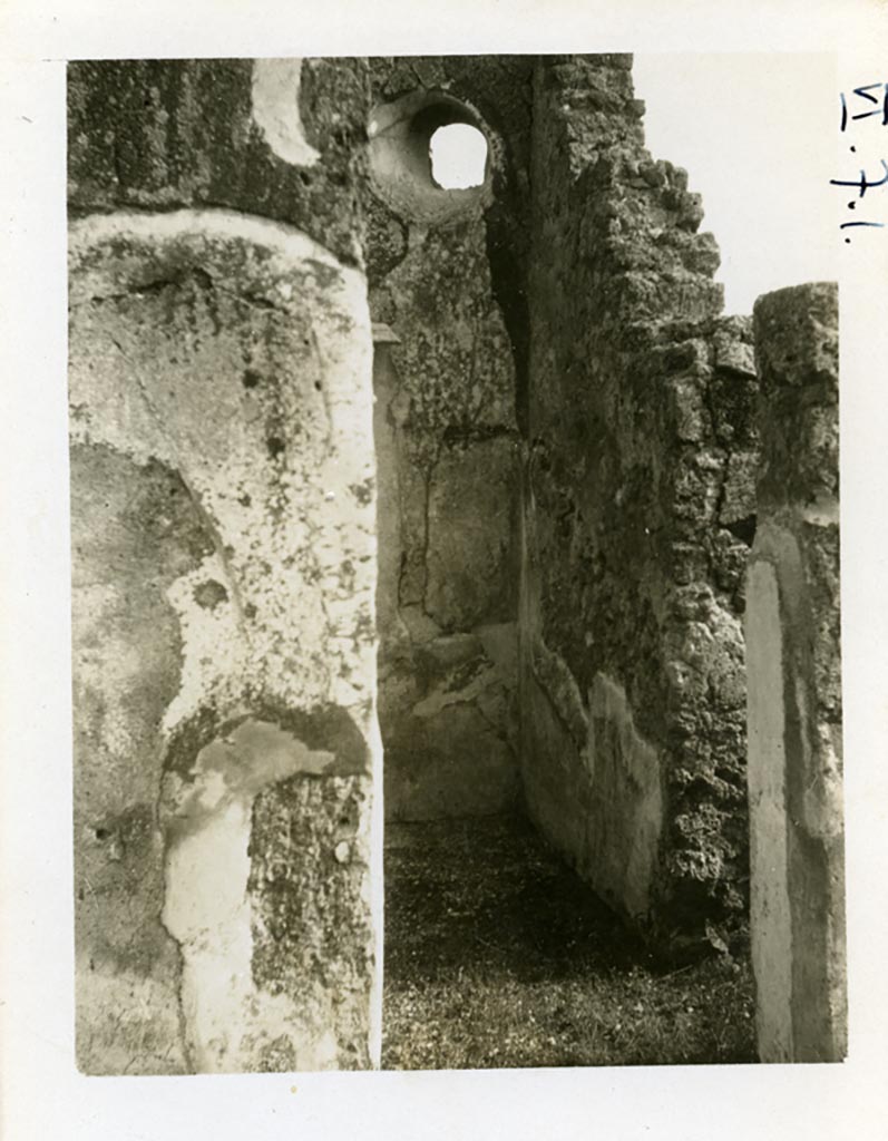 VI.7.3 Pompeii but shown as VI.7.1 on photo. Pre-1937-39. 
Doorway to room 4, looking towards south-east corner.
Photo courtesy of American Academy in Rome, Photographic Archive. Warsher collection no. 1522.