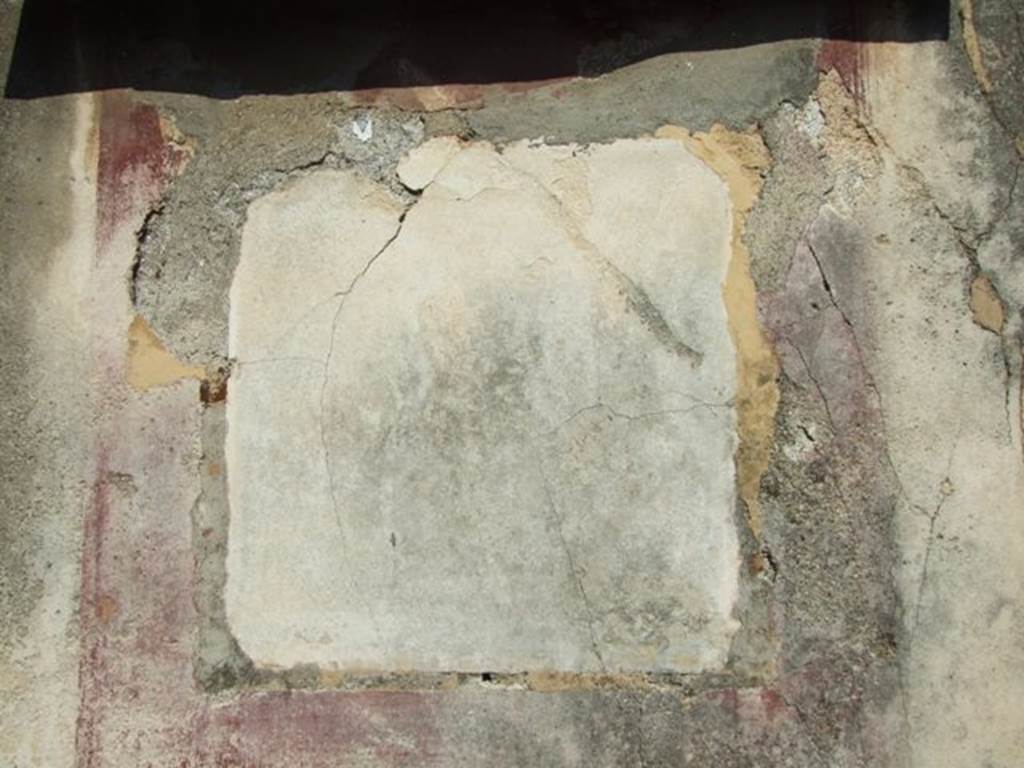 VI.7.3 Pompeii. March 2009. Room 4, remains of painting on east wall.  
Helbig identified two pictures in this room. On the east wall was Achilles and Patroclus.  See Helbig, W., 1868. Wandgemälde der vom Vesuv verschütteten Städte Campaniens. Leipzig: Breitkopf und Härtel. (1389, 1411). See Bragantini, de Vos, Badoni, 1983. Pitture e Pavimenti di Pompei, Parte 2. Rome: ICCD. (p.147)