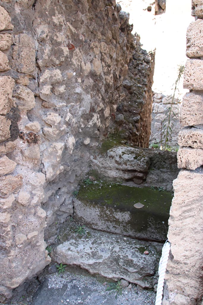 VI.7.9 Pompeii. October 2022. 
Steps to upper floor in north wall of entrance corridor. Photo courtesy of Klaus Heese.