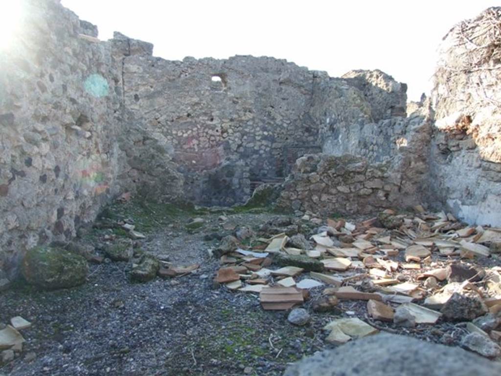 VI.7.11 Pompeii. December 2007.  Remains of room in north-west corner, entered through doorway from rear room. Looking west.