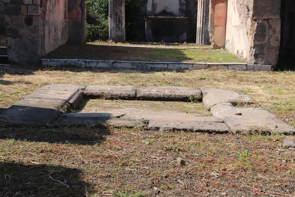 VI.7.20 Pompeii. October 2022. Impluvium in atrium, looking west. Photo courtesy of Klaus Heese.