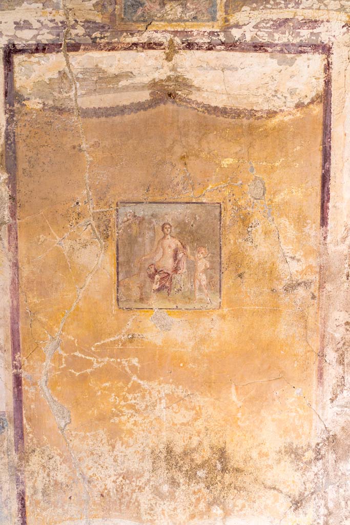 VI.7.23 Pompeii. July 2021. 
Painted panel from centre of south wall of tablinum. Photo courtesy of Johannes Eber.