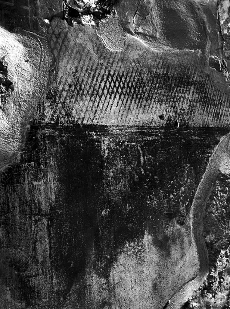 VI.7.23 Pompeii. W1168. Remains of painted trellis and flower garland from south wall of courtyard, behind fountain.
See Jashemski, W. F., 1979. The Gardens of Pompeii. New York: Caratzas. (p.302, fig 462 and 463)
See Jashemski, W. F., 1993. The Gardens of Pompeii, Volume II: Appendices. New York: Caratzas. (p.341-2)
Photo by Tatiana Warscher. Photo © Deutsches Archäologisches Institut, Abteilung Rom, Arkiv.