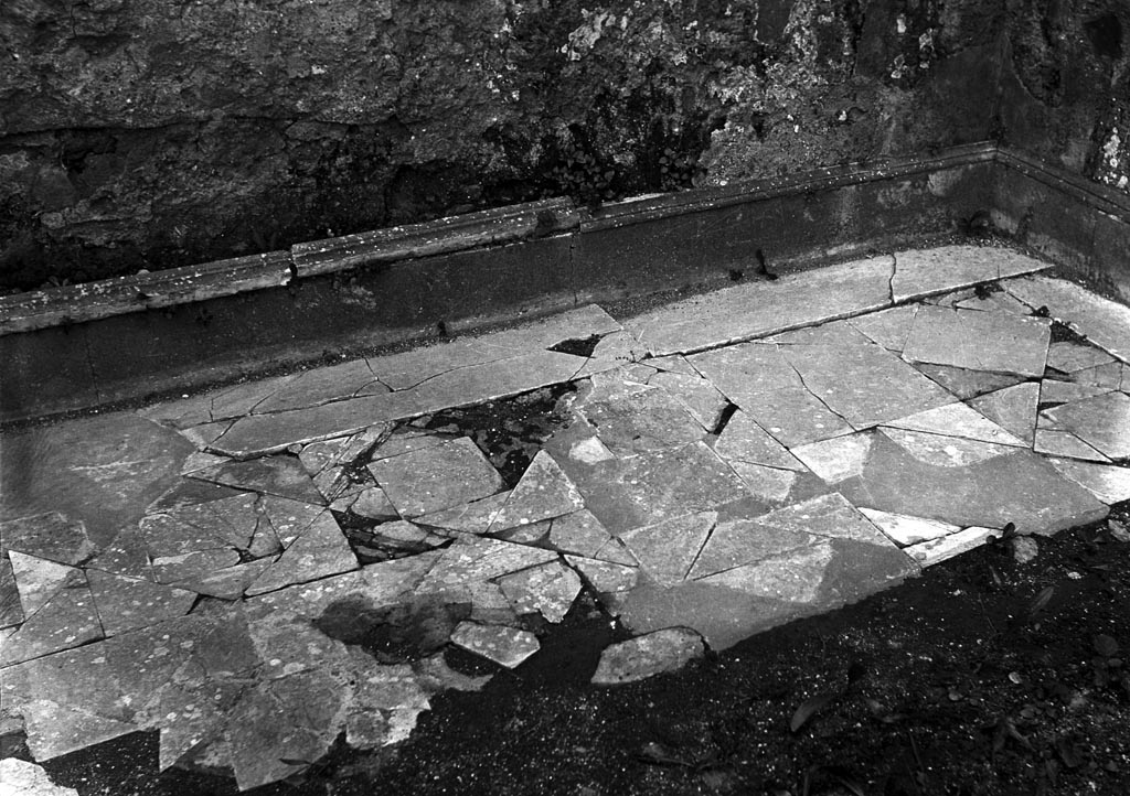 VI.7.23 Pompeii. W.1181. 
North-east corner of opus sectile flooring, with pieces of square and triangular marble. The plinth was faced with rectangular slabs of marble.
Photo by Tatiana Warscher. Photo © Deutsches Archäologisches Institut, Abteilung Rom, Arkiv.