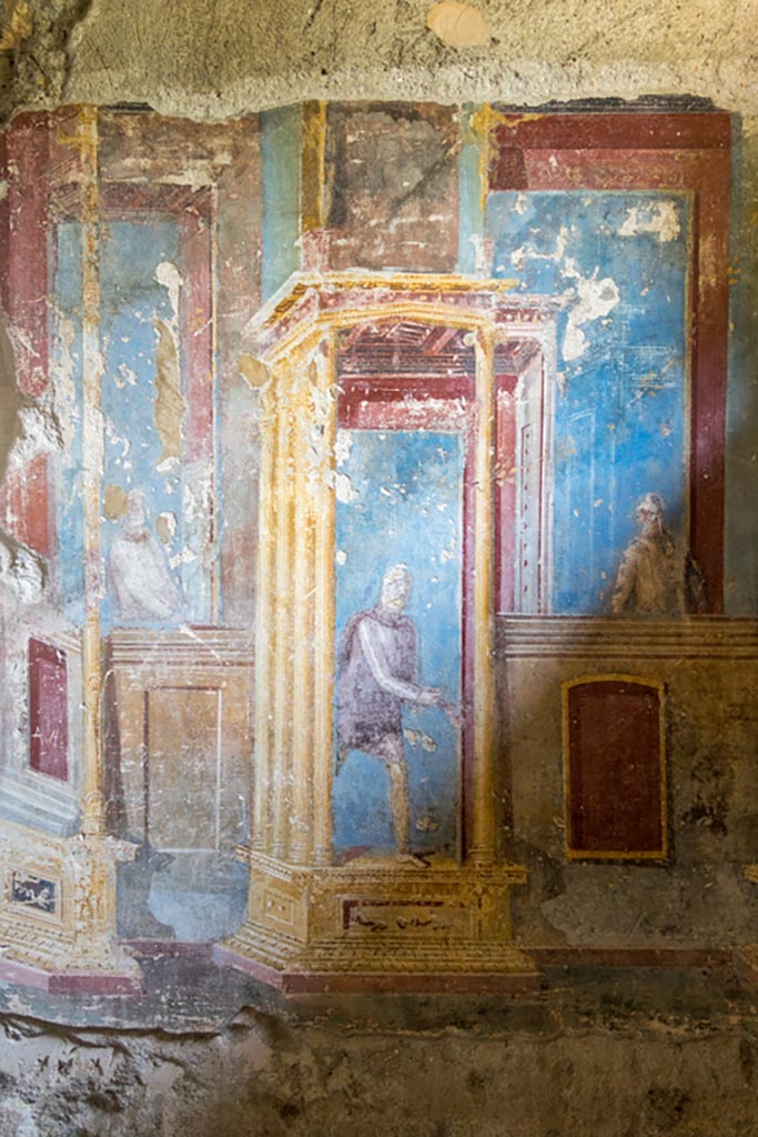 VI.7.23 Pompeii. October 2023. 
Cubiculum. East wall of south alcove, central figure. Photo courtesy of Johannes Eber.