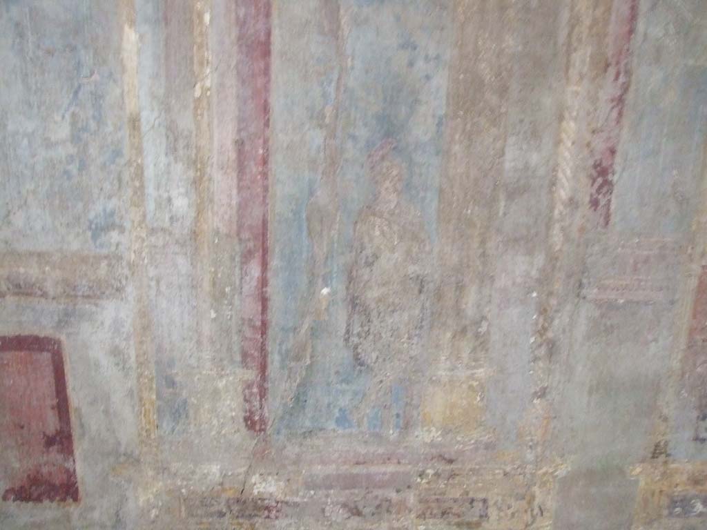 VI.7.23 Pompeii. December 2006. Cubiculum. South alcove, south wall. According to Caso, this is Olympus.
See Caso L., in Rivista di Studi Pompeiani III, 1989, p. 112.