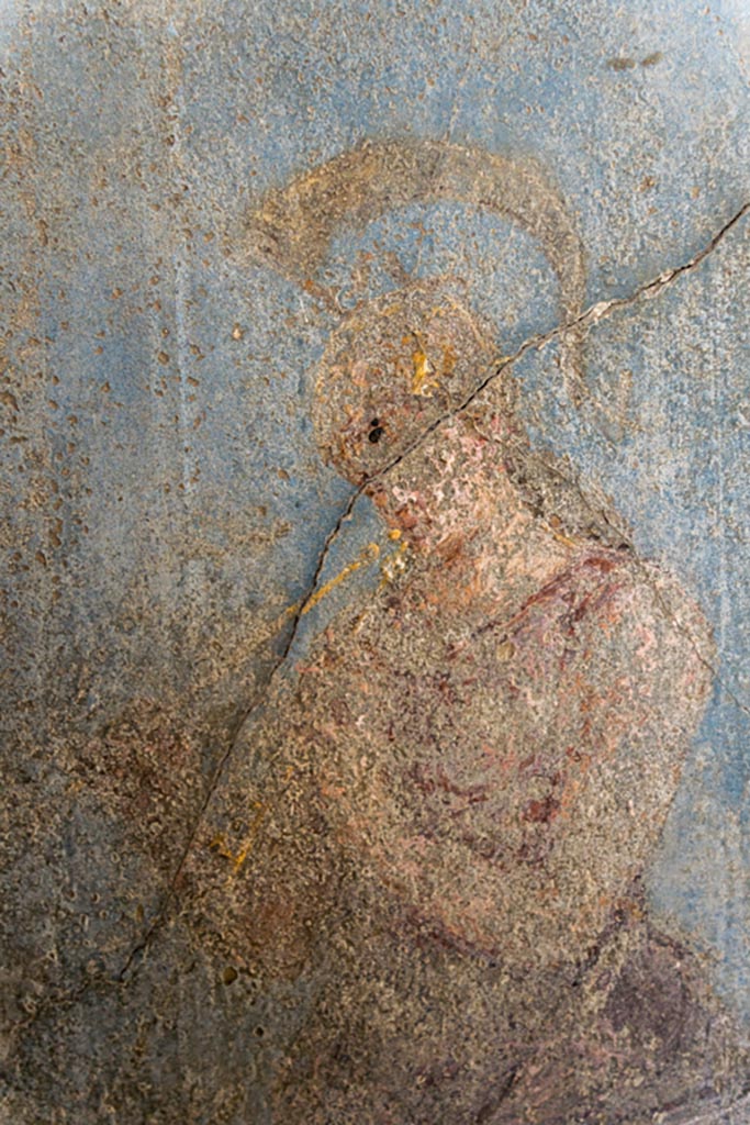 VI.7.23 Pompeii. October 2023. 
Cubiculum, detail of Athena from north wall at west end. Photo courtesy of Johannes Eber.