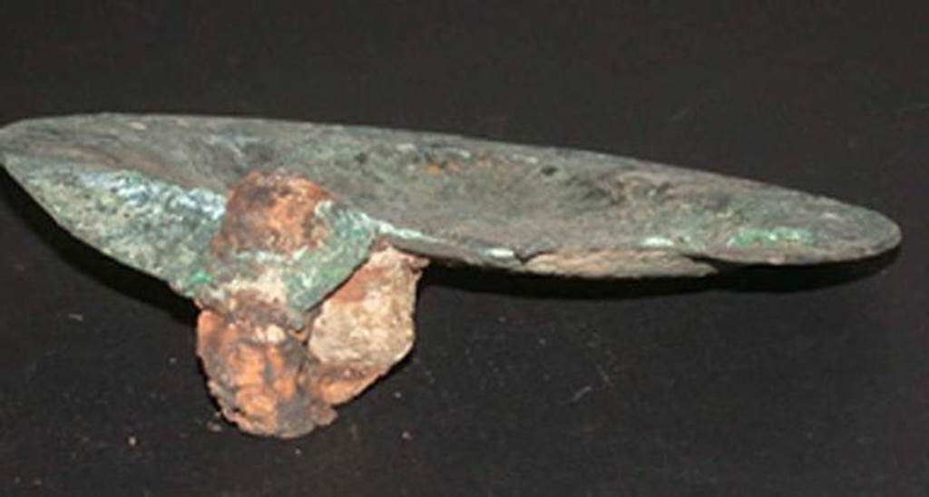 VI.9.1 Convex bronze disc with ring fixed to edge, view 2.  Diameter 0.105m.   OA 2807 Elément de mobilier disque, musée Condé, photo RMN © R.G. Ojeda