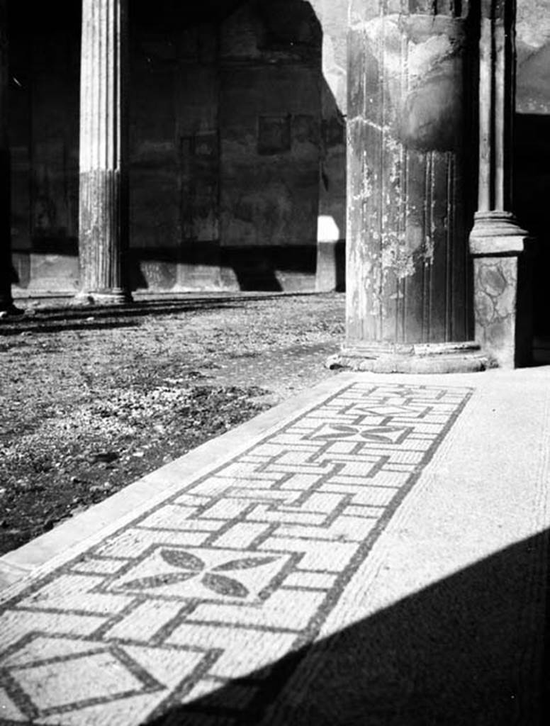 231685 Bestand-D-DAI-ROM-W.419.jpg
VI.9.2 Pompeii. W.419. Room 24, looking north along mosaic threshold joined to peristyle.
Photo by Tatiana Warscher. With kind permission of DAI Rome, whose copyright it remains. 
See http://arachne.uni-koeln.de/item/marbilderbestand/231685