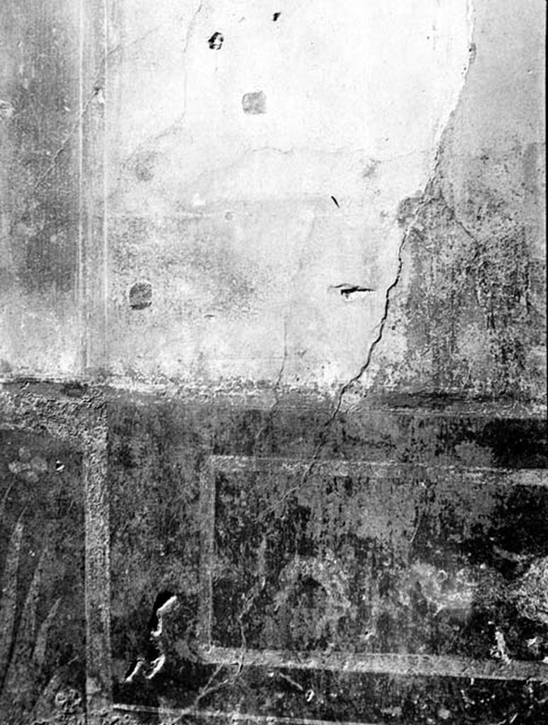 VI.9.2 Pompeii. W.611. Peristyle 16, remains of wall paintings from dado on west wall, near doorway to room 28, above steps to cellar.
Photo by Tatiana Warscher. With kind permission of DAI Rome, whose copyright it remains. 
See http://arachne.uni-koeln.de/item/marbilderbestand/231749