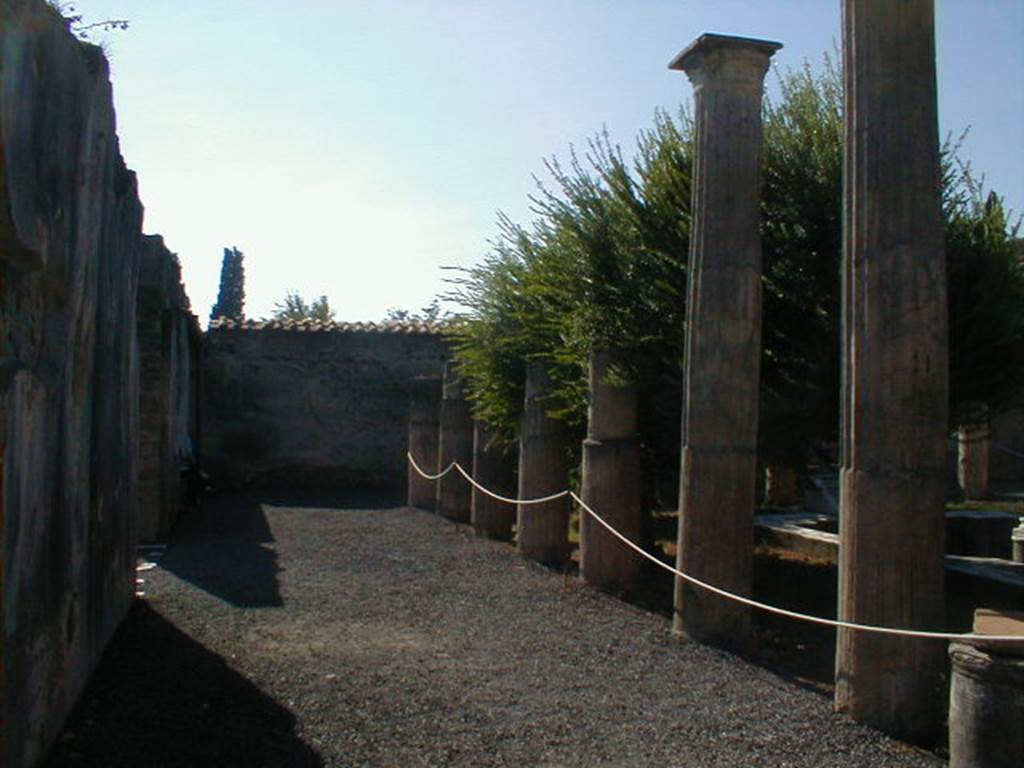 VI.9.2 Pompeii. September 2004. Peristyle 16, south side. Looking west.