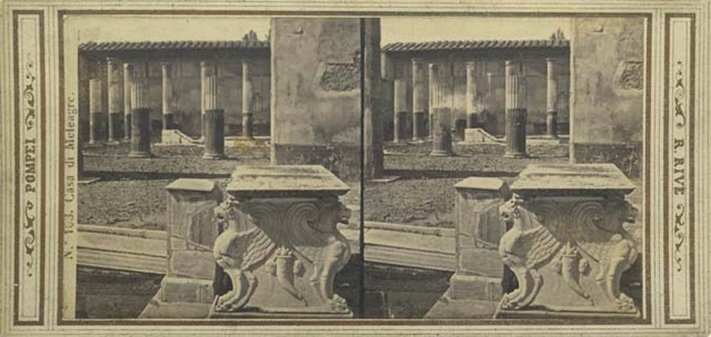 VI.9.2 Pompeii. Stereoview by R. Rive, c.1860-1870’s, looking north towards peristyle garden area.  Photo courtesy of Rick Bauer.
