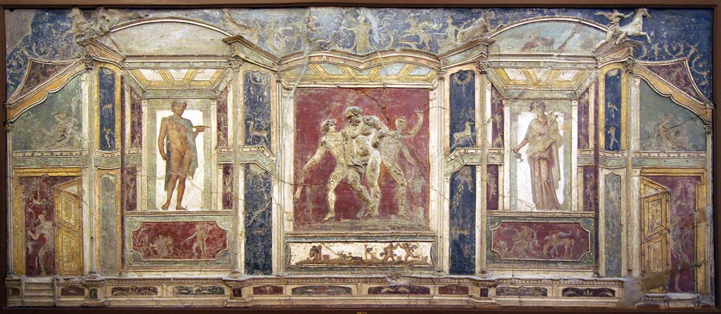 VI.9.2 Pompeii. Found 30th October 1829 in room 8, tablinum from the top of north wall. Stucco relief decoration. 
Now in Naples Archaeological Museum. Inventory number 9625.
Photo courtesy of Giuseppe Ciaramella taken December 2019.
