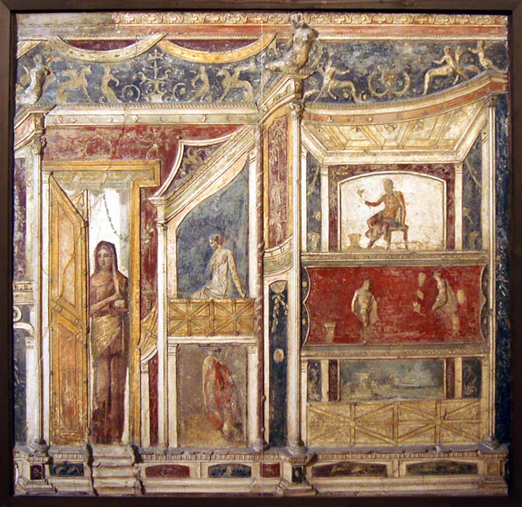 VI.9.2 Pompeii. Room 8, from top of east wall in tablinum, stucco relief decoration found 30th October 1829.
Now in Naples Archaeological Museum. Inventory number 9595.  Photo courtesy of Giuseppe Ciaramella, taken December 2019.