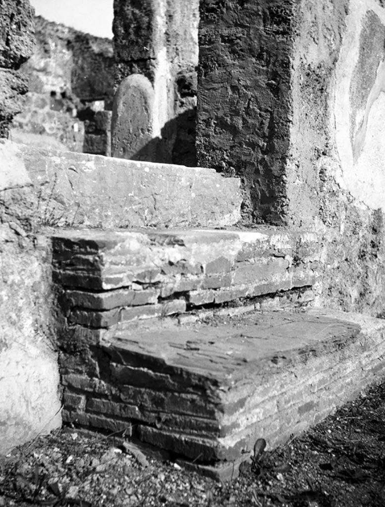 VI.9.5 Pompeii. W699 Steps on north side of Corinthian atrium 16, leading up to Tuscan atrium 4, in VI.9.3.
Photo by Tatiana Warscher. Photo © Deutsches Archäologisches Institut, Abteilung Rom, Arkiv.