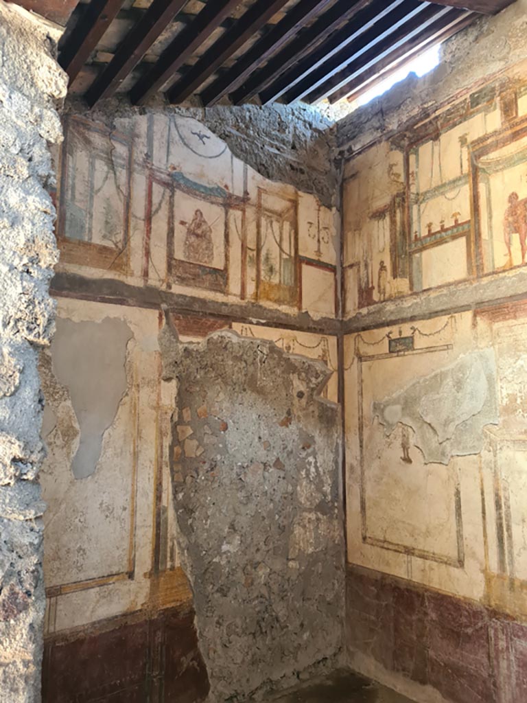 VI.9.6 Pompeii. May 2024. 
Room 16, looking towards south wall and south-west corner. Photo courtesy of Klaus Heese.