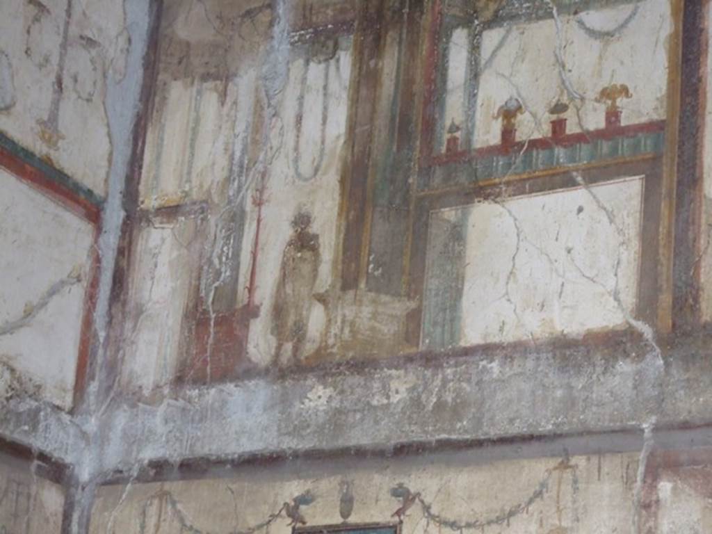 VI.9.6 Pompeii. March 2009. Room 16, painted figure on west wall.
