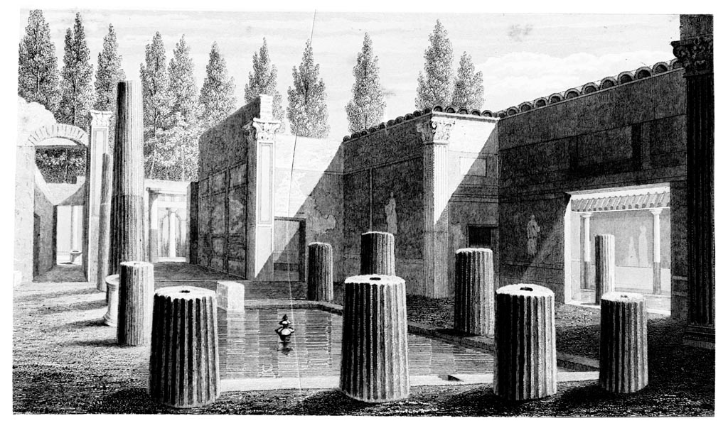 VI.9.6 Pompeii. W.172. 
Room 3, looking south-east towards tablinum and doorway leading to peristyle, across atrium with richly painted walls. 
Photo by Tatiana Warscher. Photo © Deutsches Archäologisches Institut, Abteilung Rom, Arkiv.