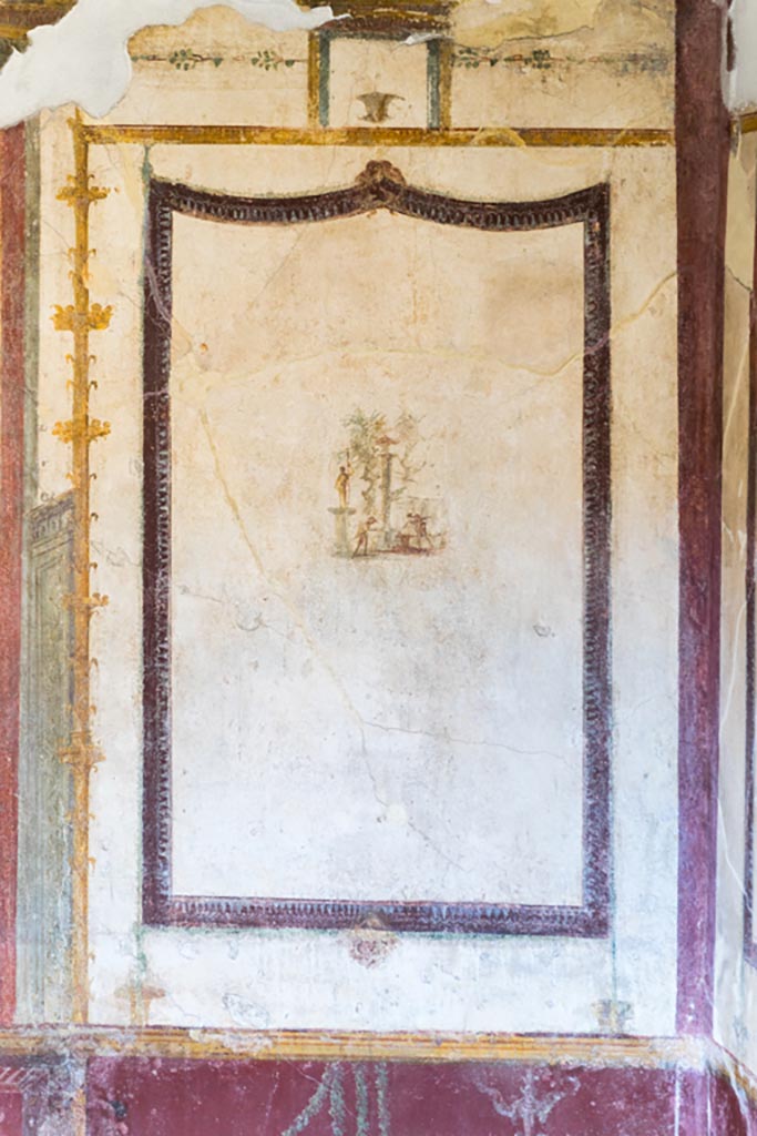 VI.9.6 Pompeii. January 2023. 
Room 21, side panel from north end of west wall. Photo courtesy of Johannes Eber.