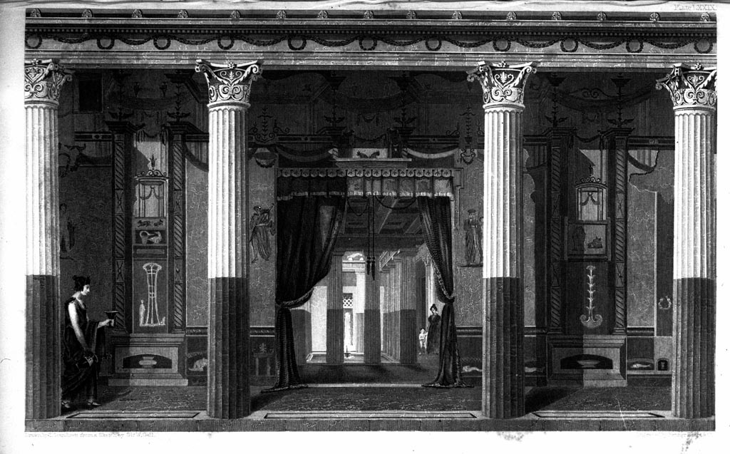VI.9.6 Pompeii. W.226 Drawing of north side of peristyle, 6.
See Gell, W, 1837. Pompeiana. Vol.2, London: Lewis A. Lewis.  (p.24, plate 65)
Photo by Tatiana Warscher. Photo © Deutsches Archäologisches Institut, Abteilung Rom, Arkiv.