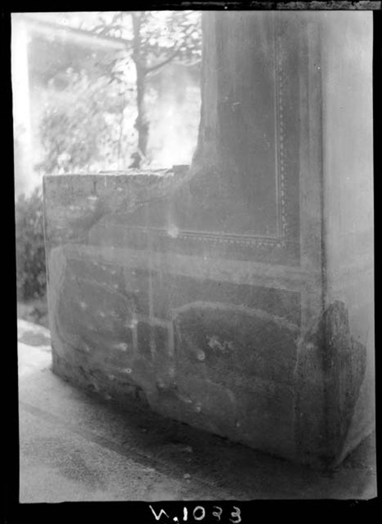 230553 Bestand-D-DAI-ROM-W.1033.jpg
VI.9.6 Pompeii. W.1033. Looking north-east at pilaster in south-west corner of peristyle.
One of the paintings of the slaughter of the Niobids would have been seen on the reverse side of this pilaster.
Photo by Tatiana Warscher. With kind permission of DAI Rome, whose copyright it remains. 
See http://arachne.uni-koeln.de/item/marbilderbestand/230553