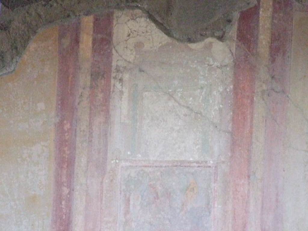 VI.9.6 Pompeii. December 2006. Room 6, architectural painting from east end of south wall of peristyle.