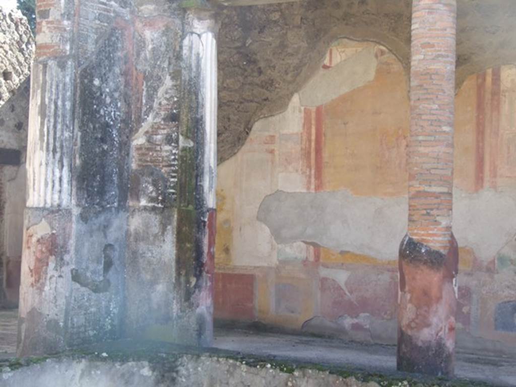 VI.9.6 Pompeii. March 2009. Room 6, east end of south wall of peristyle.