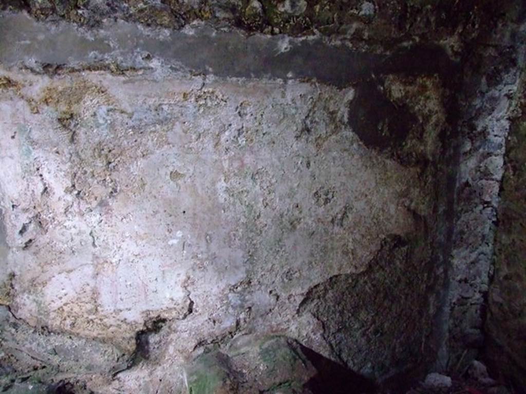 VI.9.10 Pompeii. March 2009. Lararium painting on north wall above altar, in underground kitchen.
Giacobello mentioned a lararium painting identified by Boyce but with no description or picture. 
It was on the north wall of the subterranean kitchen above a small rectangular altar. 
Neither has a picture. Fröhlich does not mention it at all. Overbeck identified its location.
See Giacobello, F., 2008. Larari Pompeiani: Iconografia e culto dei Lari in ambito domestico. Milano: LED Edizioni. (54: p175).
See Boyce G. K., 1937. Corpus of the Lararia of Pompeii. Rome: MAAR 14.  (p. 50, 175).
See Overbeck J., 1884. Pompeji in seinen Gebäuden, Alterthümen und Kunstwerken. Leipzig: Engelmann. (p. 333).