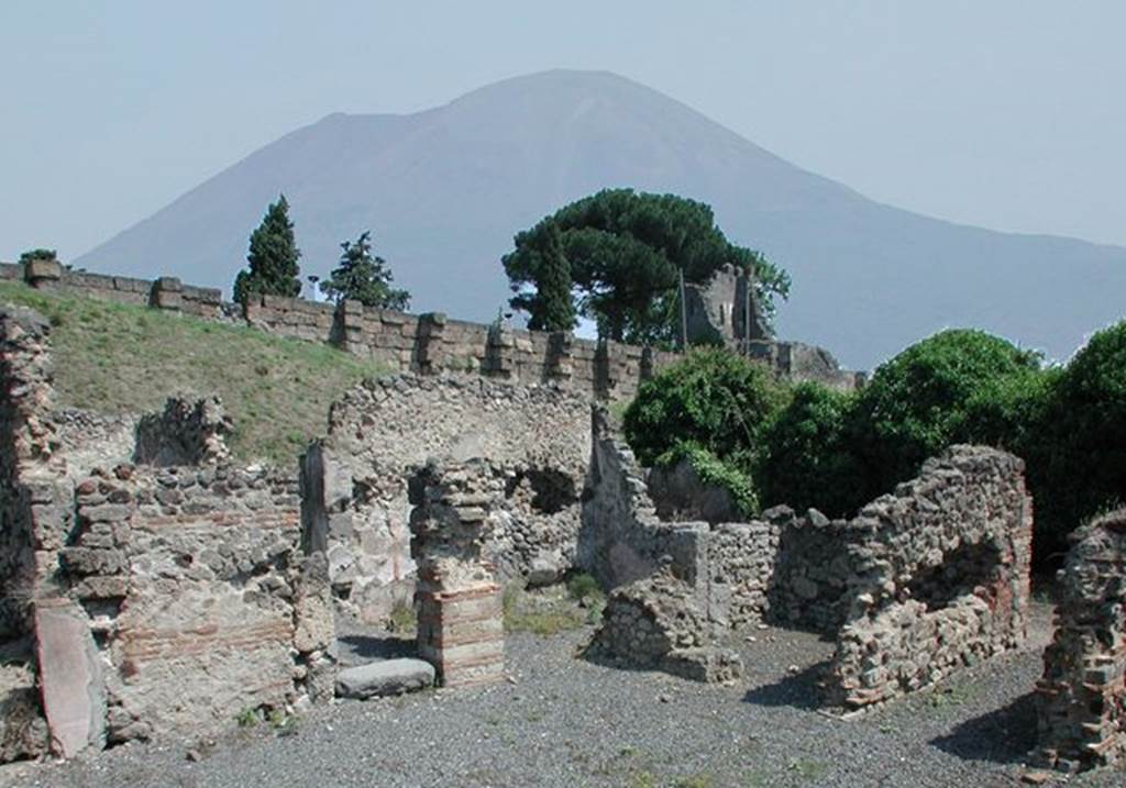 VI.9.14 with Tower X and Vesuvius in the background, 2nd June 2002.  Photograph courtesy of musée Condé, Château de Chantilly © André Pelle