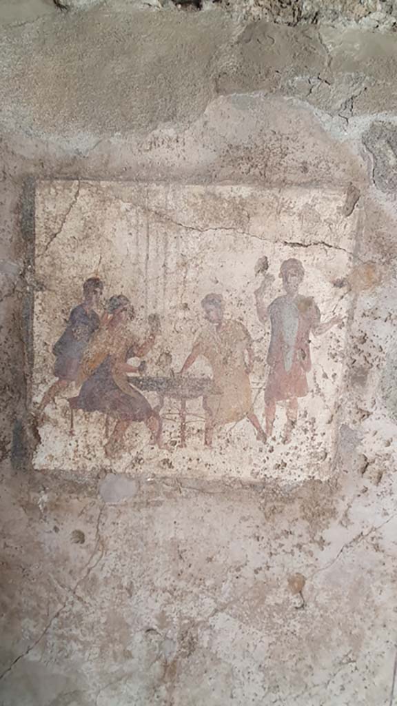 VI.10.1/19 Pompeii. July 2021. Detail from fresco on south wall of rear room.
Foto Annette Haug, ERC Grant 681269 DÉCOR.