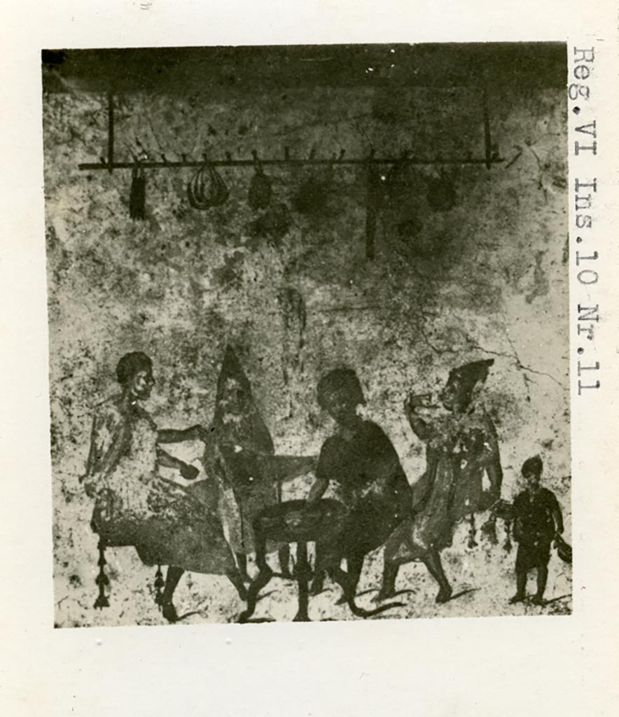 VI.10.1/19 Pompeii. Pre-1937-39. Fresco from south wall of rear room.
Photo courtesy of American Academy in Rome, Photographic Archive. Warsher collection no. 968.