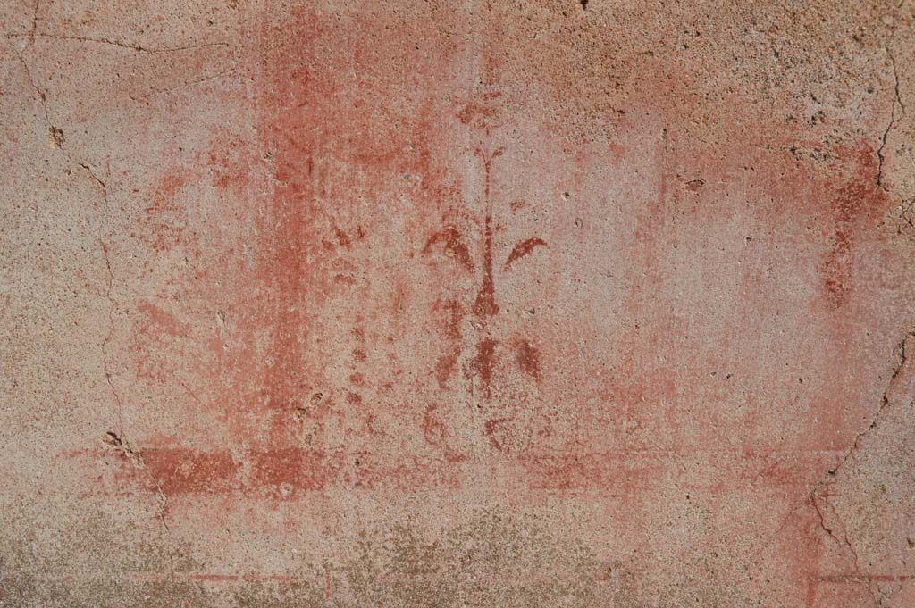 VI.10.2 Pompeii. October 2018.Detail of remaining painted plaster on front facade. 
Foto Taylor Lauritsen, ERC Grant 681269 DÉCOR.