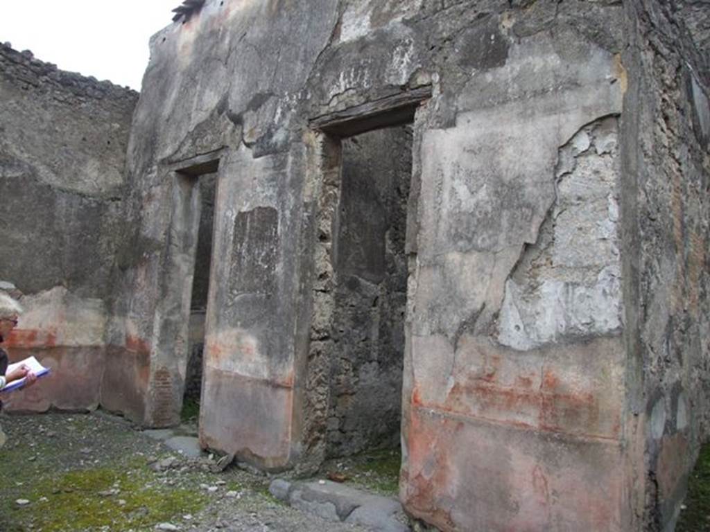 VI.10.11 Pompeii. March 2009. Room 3, west side of atrium, looking towards south-west corner.  On the left, on the south wall would have been a painting of Ceres. On the west wall in the south-west corner would have been a painting of a warrior. In the centre, between rooms 12 and 11, would have been a painting of Muse and Artemis in flight.
