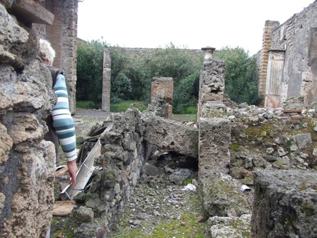 VI.10.11 Pompeii.  March 2009.  Room 14.  Corridor to rear blocked by fallen masonry.