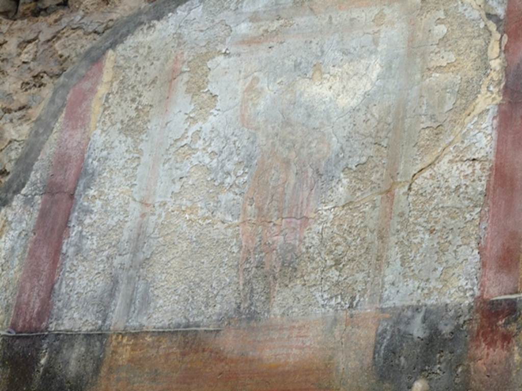 VI.10.11 Pompeii. March 2009. Room 16, wall painting with figures of Satyr and Dionysus, from west wall of oecus.