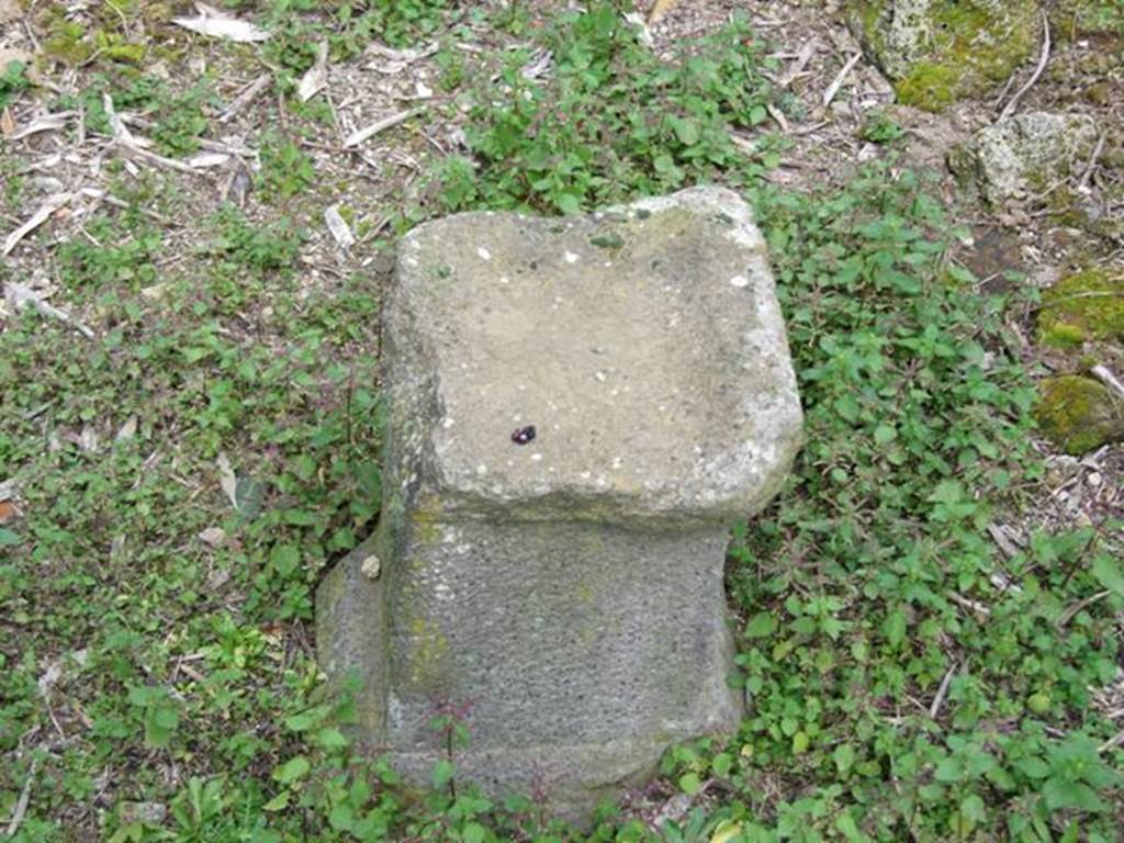 VI.10.11 Pompeii. March 2009. Room 17, remains of table shaped like a small altar, in triclinium in centre of garden.